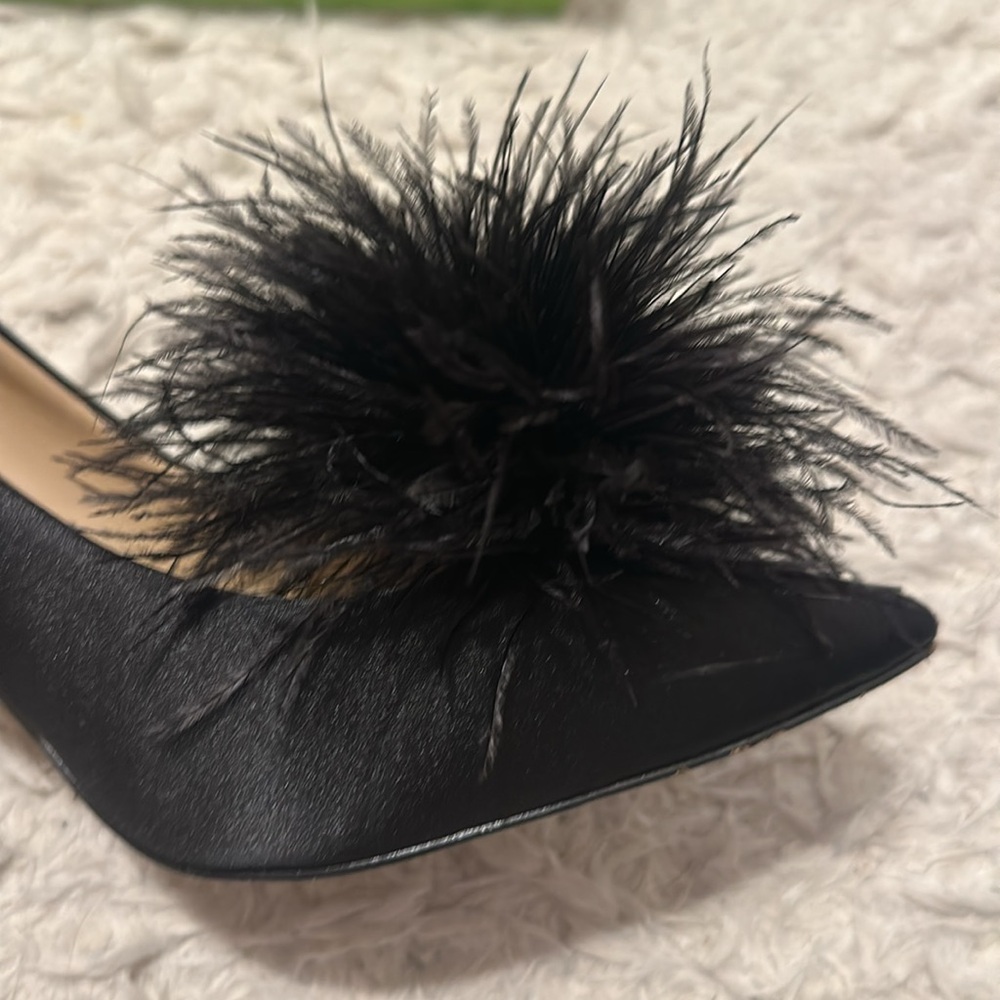 Sam Edelman Black Feather Embellished Heels - Picture 2 of 7